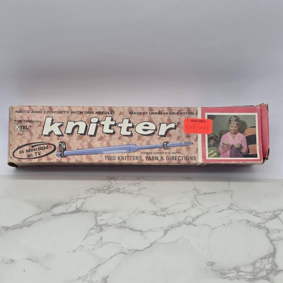 Original K-Tel Knitter Vintage 1964 Instructions 2 Needles Yarn Box P1-660 USA - Picture 2 of 8